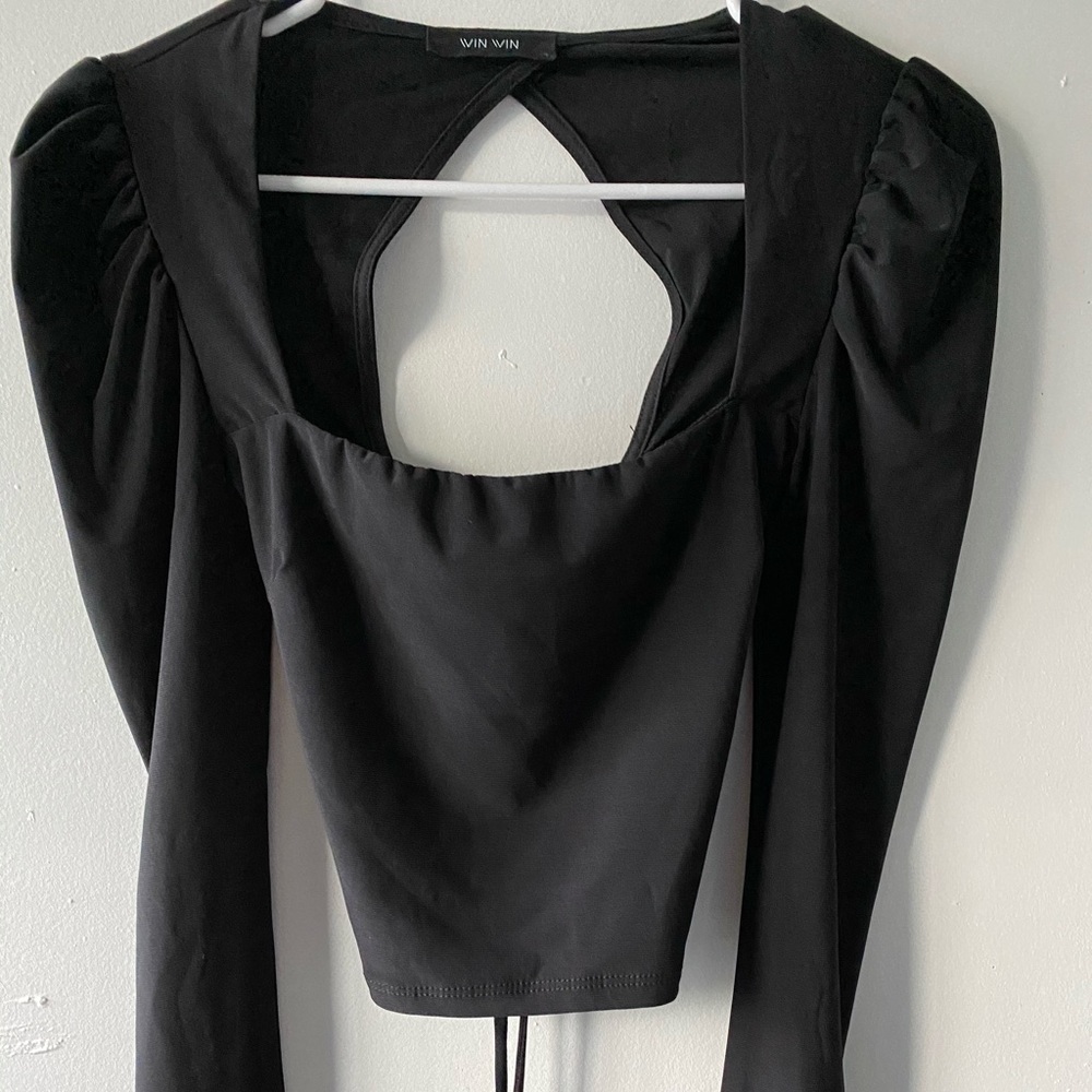 New lace up puff sleeve crop top